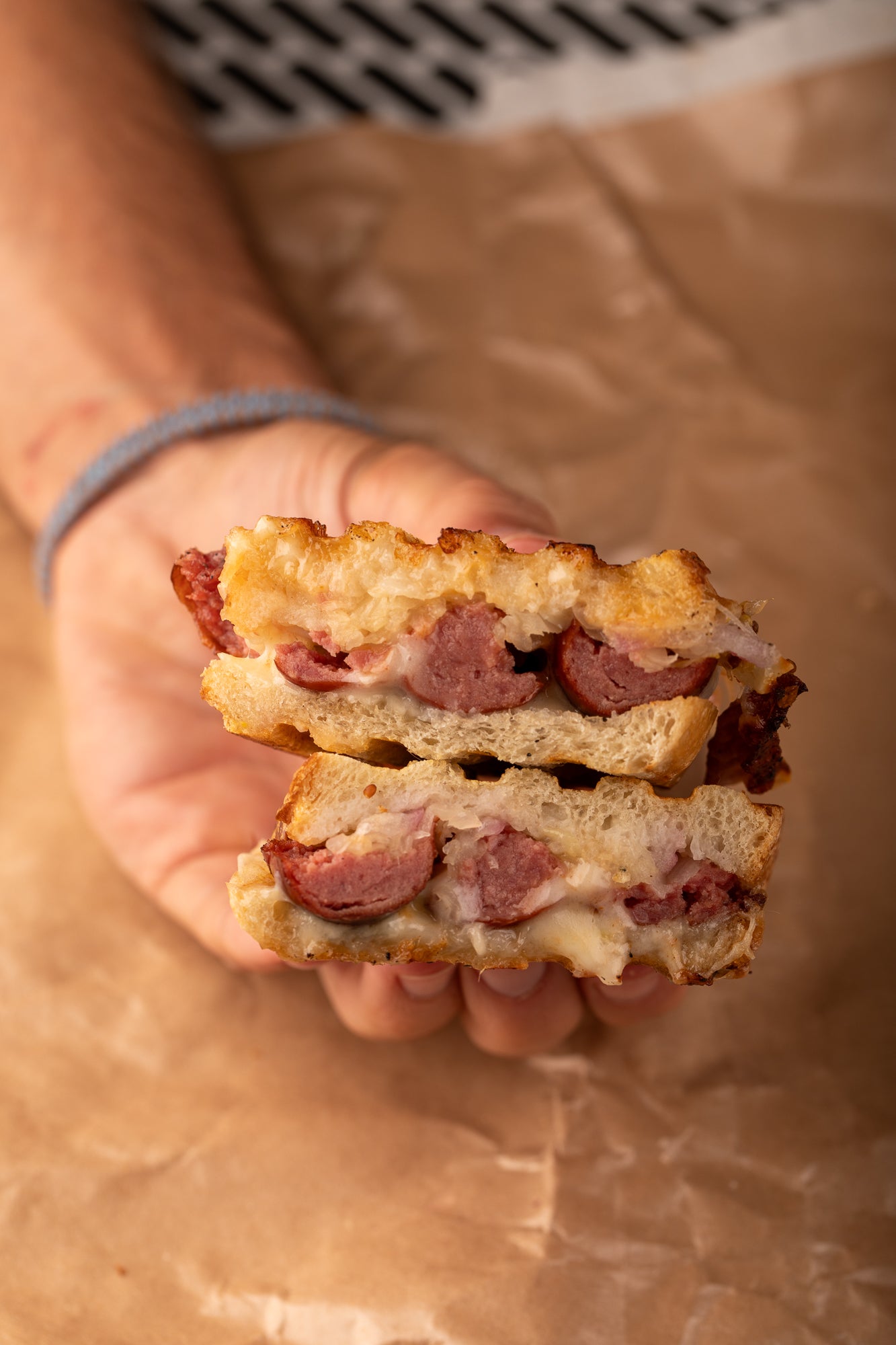 Beef Smoked Sausage Reuben Panini